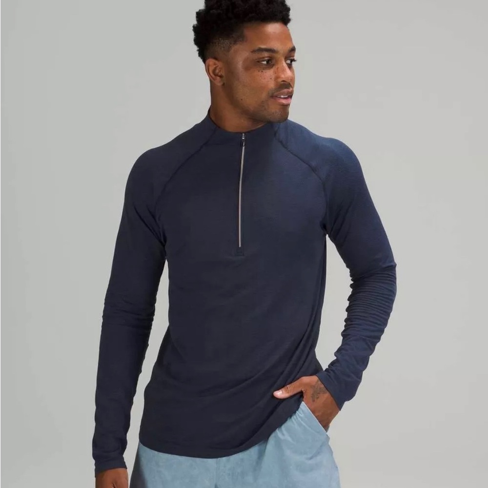 Lululemon Metal Vent Tech 1/2 Zip Half Zip Pullover Mineral Blue True Navy sz L